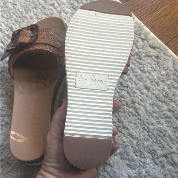 Sam Edelman Ariane Brown Slide Sandals with Tortoise Buckle - Picture 3 of 4